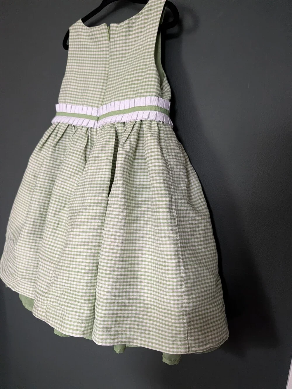 Gymboree Green Gingham Dress with Ribbon Detail